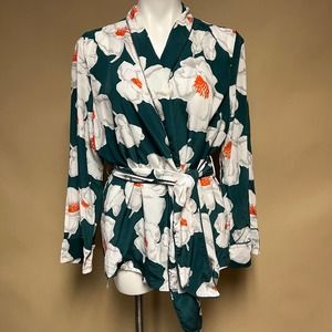 Equipment Green Floral Wrap Blouse